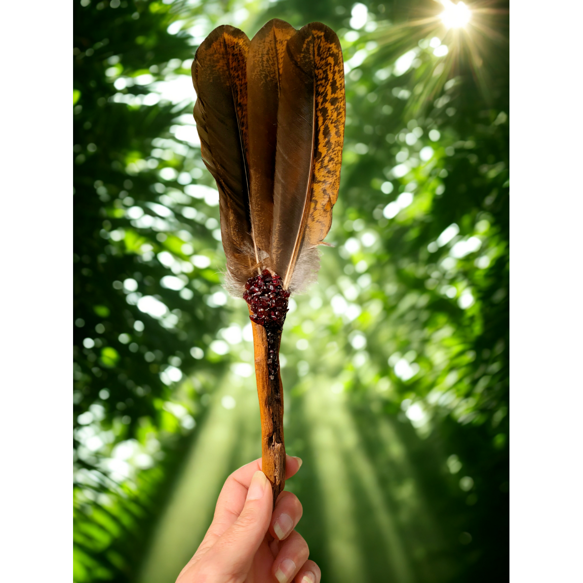 Guardian of smoke and Spirit. Garnet Smudge Fan